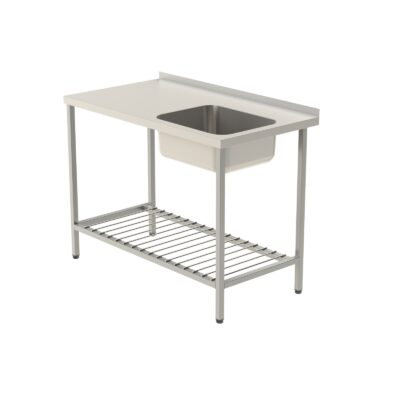 Beredningsbänk, diskho höger, med gallerhylla