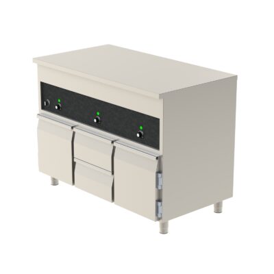 Värmebänk 1200 med dörr + lådor + dörr