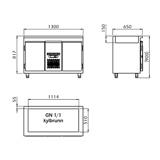Kylbänk 1300 med GN hel brunn - Bild 2